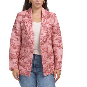 LAS SURENAS Pink Linen Blend Safari Blazer